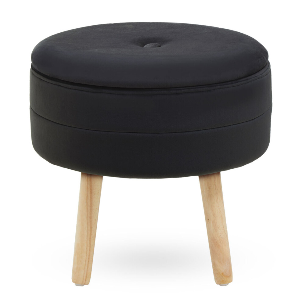 Premier Housewares Ivy Velvet Stool Black