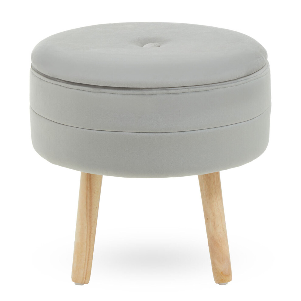 Premier Housewares Ivy Grey Velvet Stool