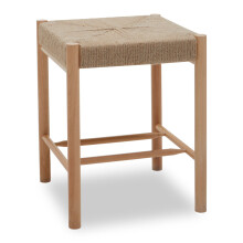 Comfortable Contemporary Natural Wood Stool, Handwoven Bedroom Stool, Easy To Maintain Lounge Stool
