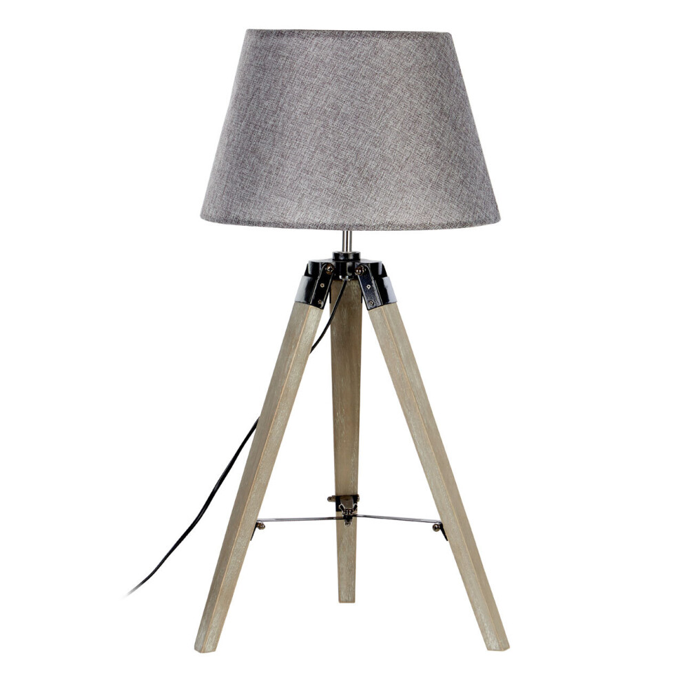 Premier Housewares Harper Grey Wood Small Tripod Floor Lamp