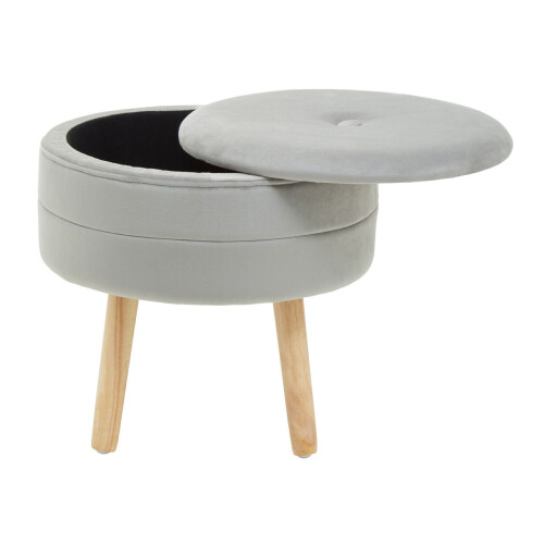 Premier Housewares Premier Housewares Ivy Grey Velvet Stool 1