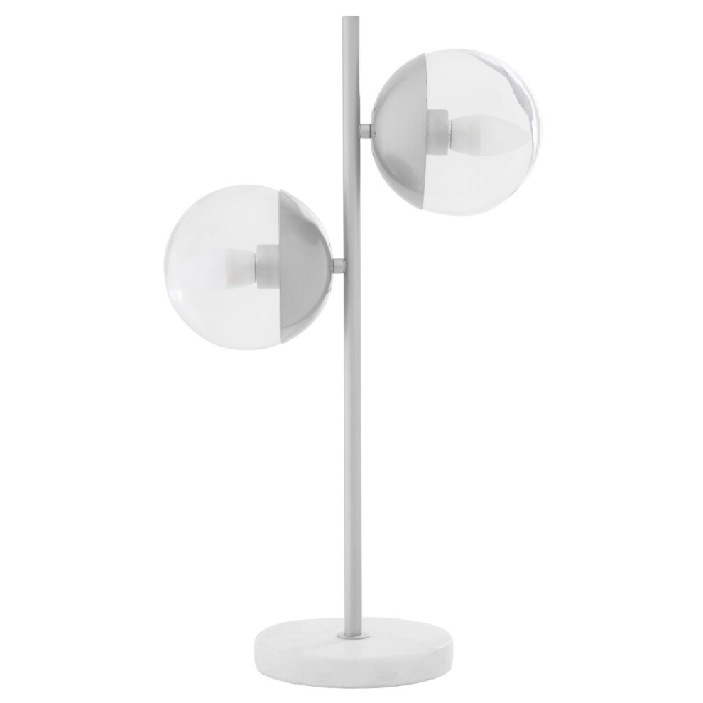 Versatile Chrome Finish Two Shade Table Lamp, Minimalist Design Bedside Lamp, Handcrafted Lamp On A Table-image-OPC-P8Z79S8-NEW