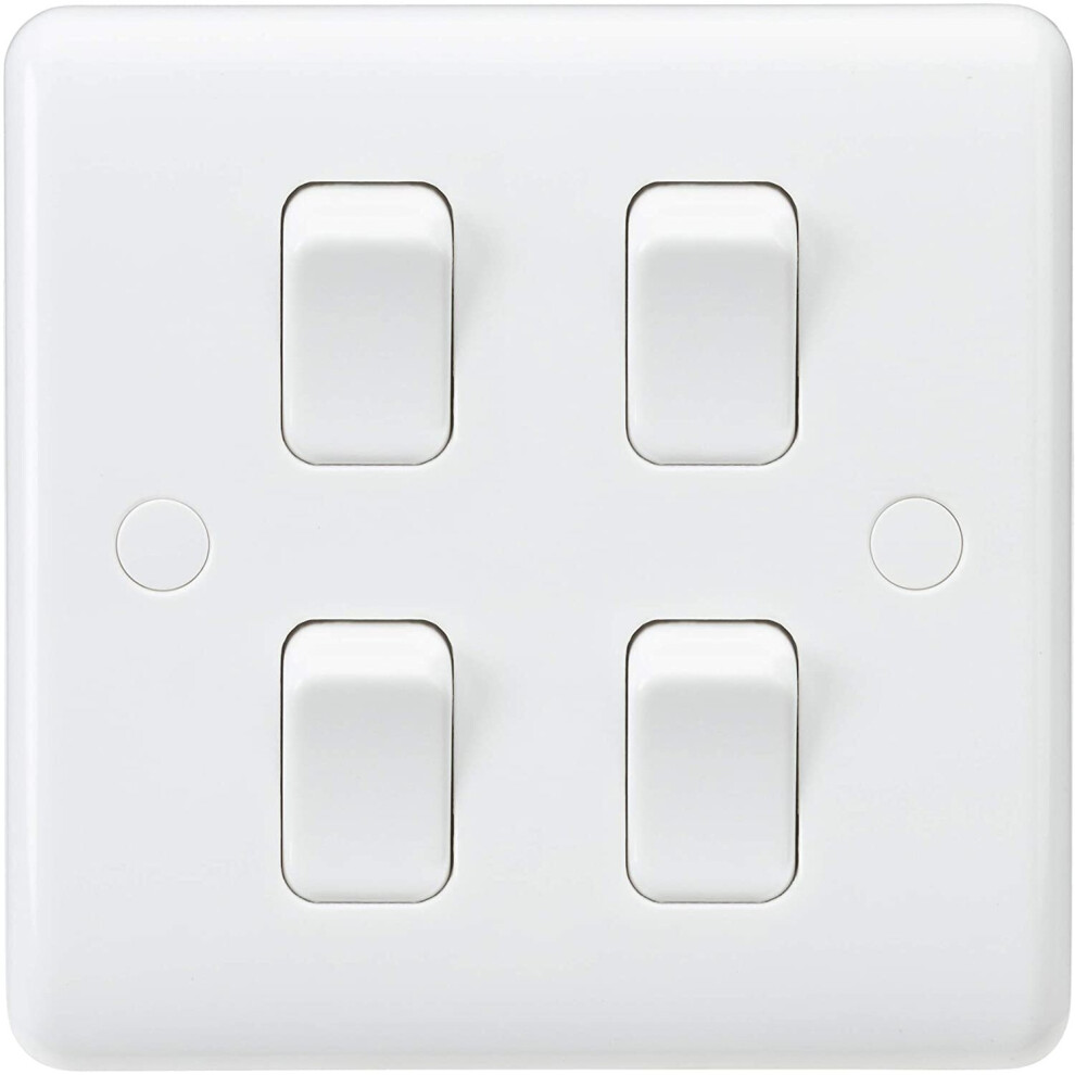 Knightsbridge Cu4101 Curved Edge 10 A 4 Gang 2 Way Switch, White 5055832974154