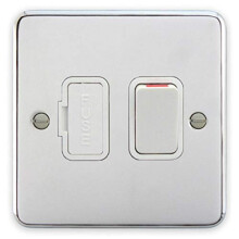 Deta 1913CHW Switched Spur Connection Unit Polished Chrome/White Insert - 13 Amp
