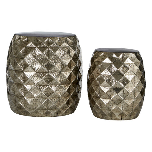 Premier Housewares Premier Housewares Reza Gold Finish Drum Stools