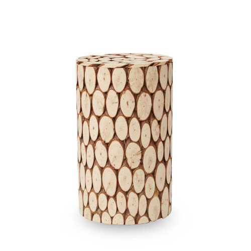 Premier Housewares Distinctive Design Statement Stool, Innovative Cylindrical Design Wooden Stool, Versatile And Compact Stool