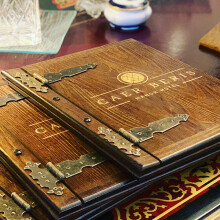 (Yes free for order 15+, Yes) Wooden Menu Holder Cover A4 Engraving Hinges