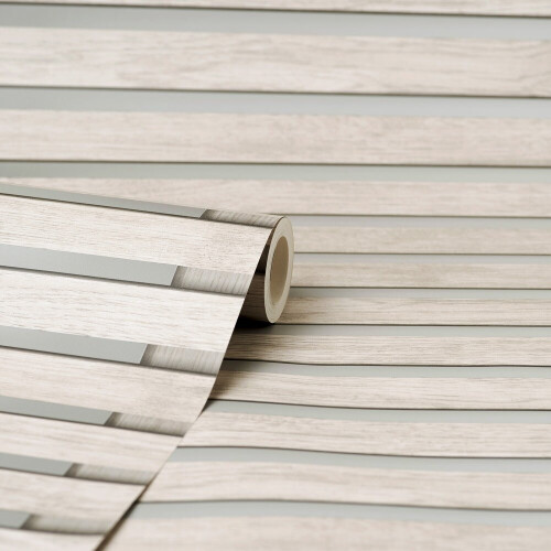 Fine Decor Fine Decor Wood Slats Grey Wallpaper FD42997 1