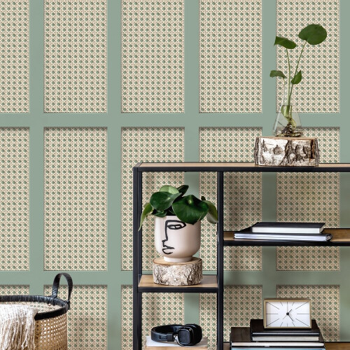 Fine Decor Fine Decor Cane Panel Sage Wallpaper FD42999 2