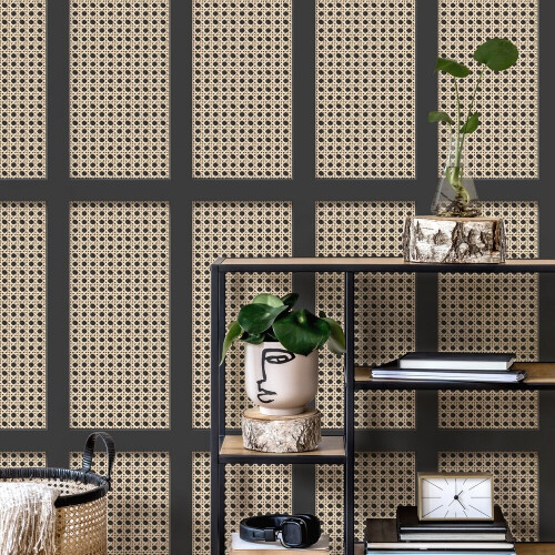 Fine Decor Fine Decor Cane Panel Black Wallpaper FD42998 2