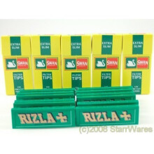 Rizla Green Rolling Papers and Swan Extra Slim Filter Tips (600)