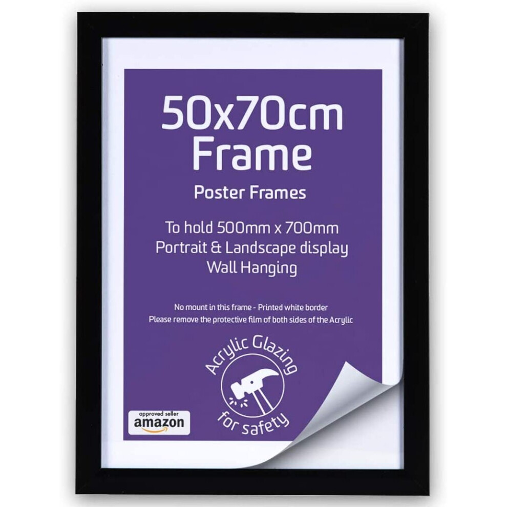 Picture Frames 50cm x 70cm - Picture Frames for Wall - Black Photo Frame - Photo Frames - Picture Frames - Black Frame - Large Photo Frame - 50 x 70