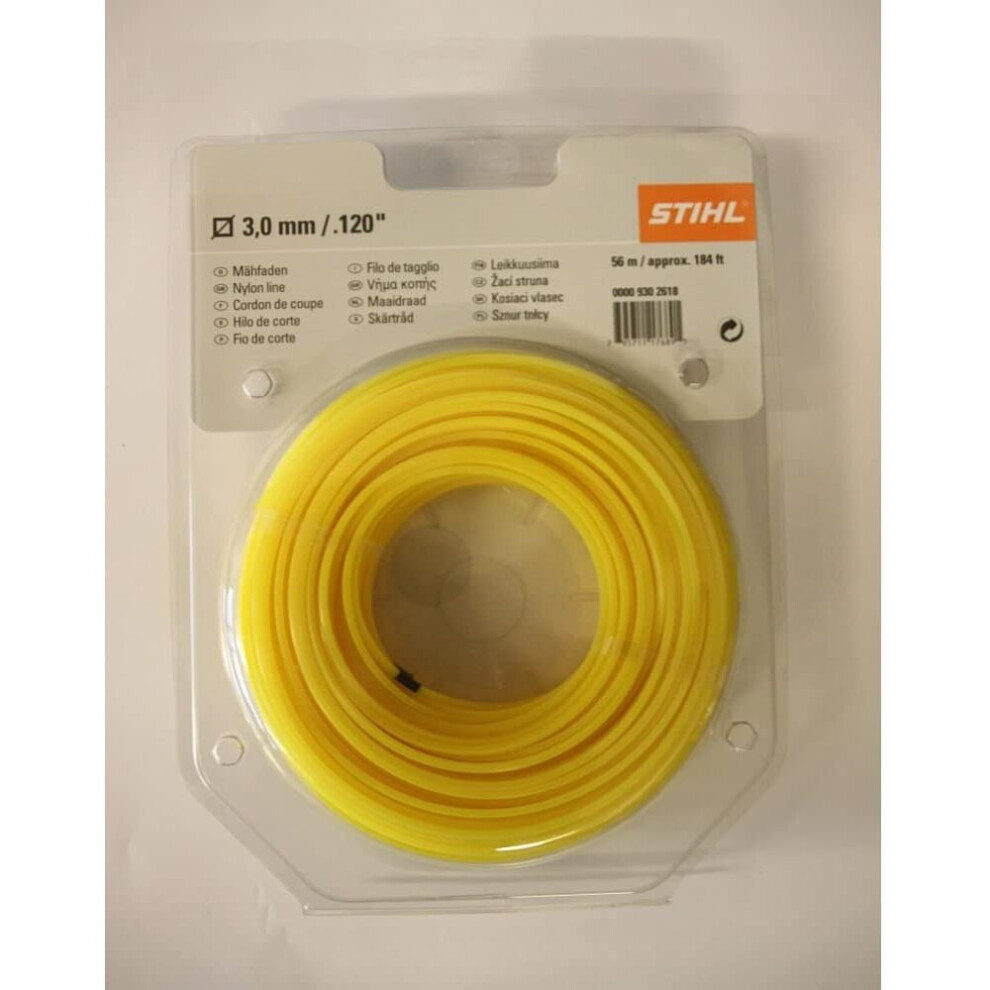 Stihl 00009302644 MÃ¤hfaden quadr. Ã 3,0 mm x 53 m Trimmer line, 55m