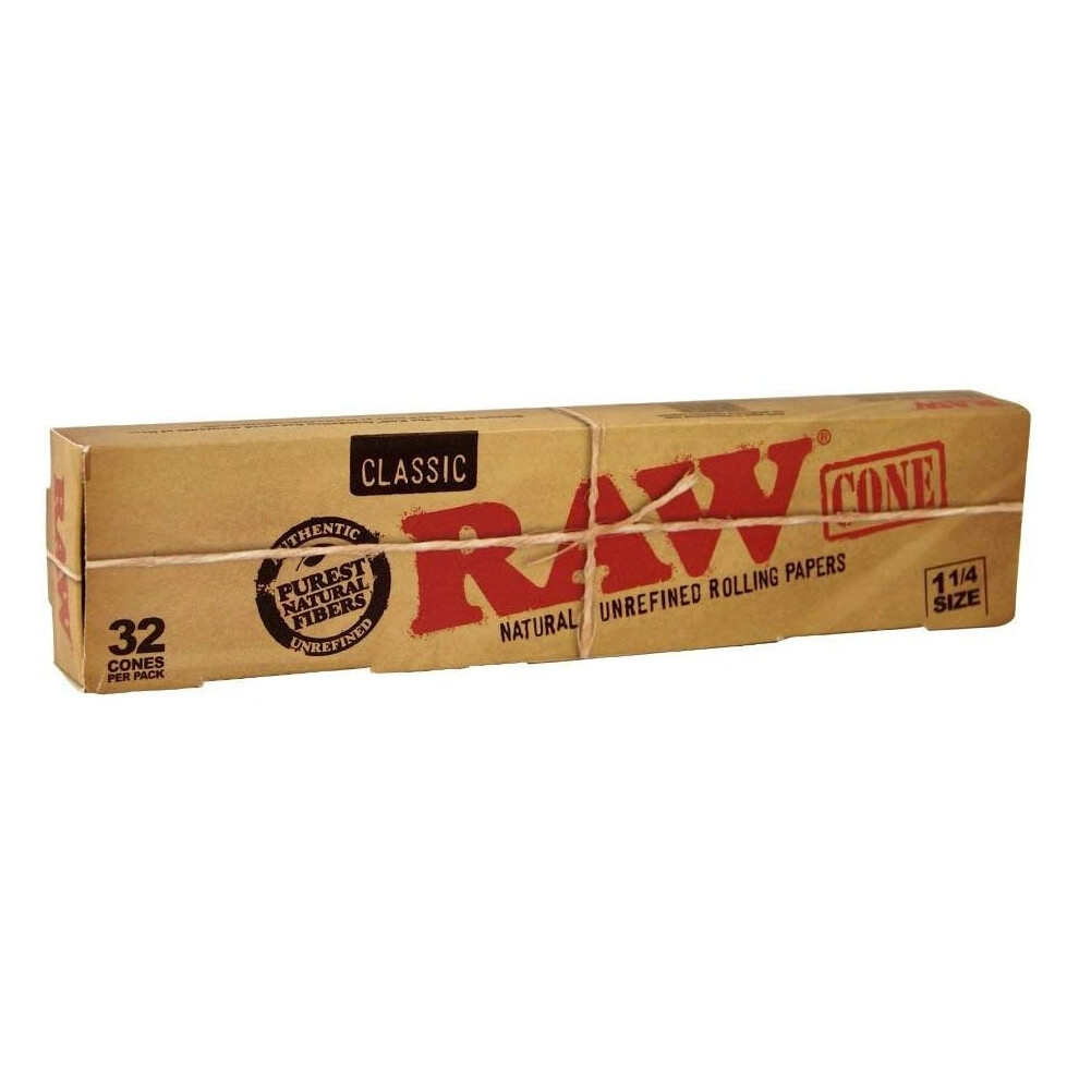 RAW Classic Mega Pack 32 Cones, Pre Rolled Rolling Paper Cone (1.25 SIZE) (1 Pack)