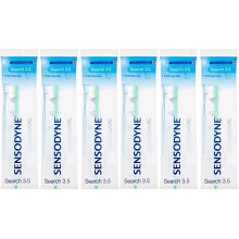 6x Sensodyne Search 3.5 Toothbrushes for Sensitive Teeth - Gentle Round Filaments, Slim Neck, Easy-Grip, 4 Colour Variants