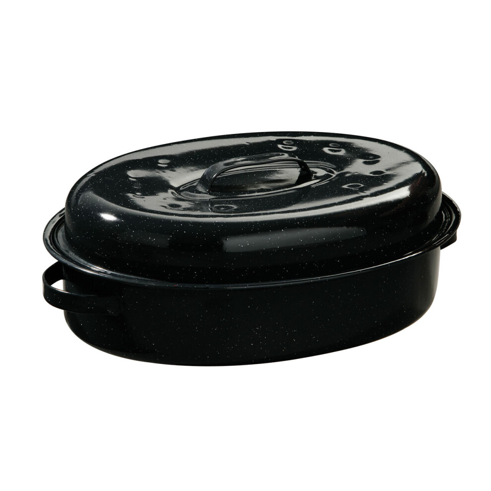 Premier Housewares Enamel Large Casserole Dish Black