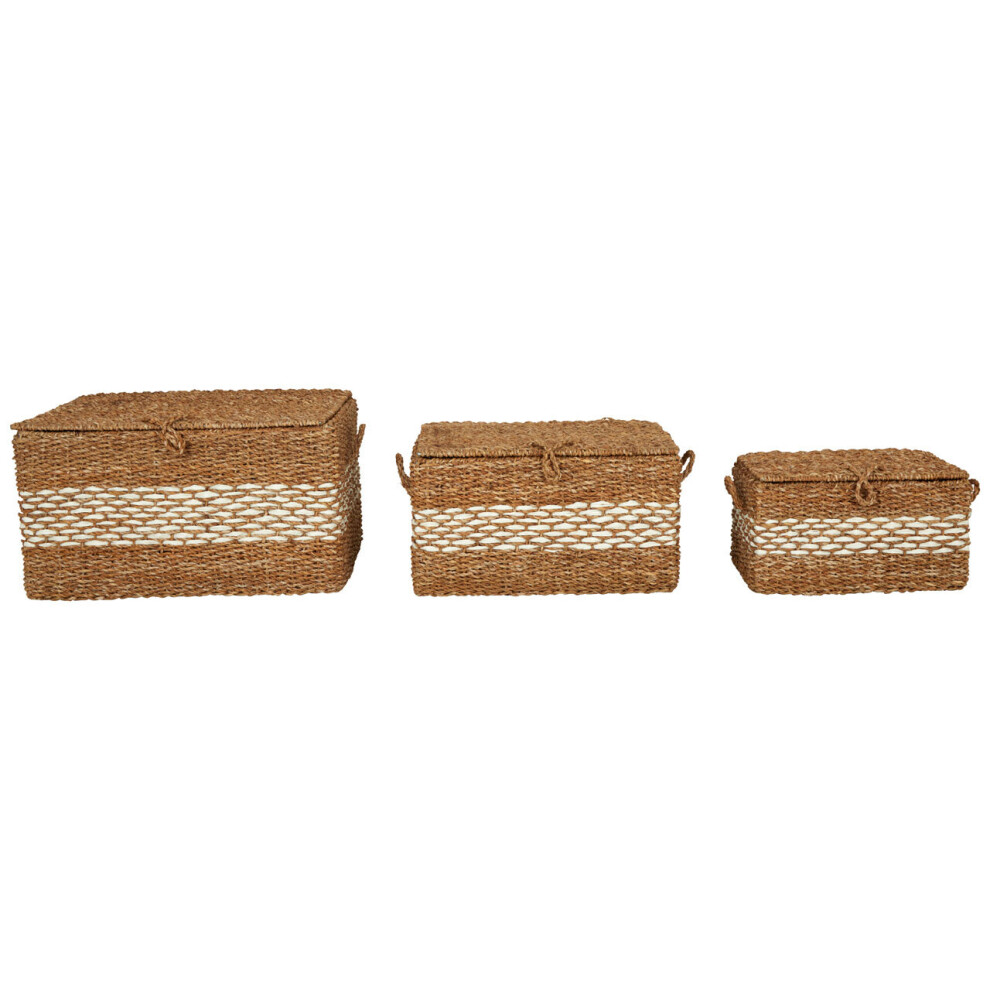 Premier Housewares Set Of Three Seagrass Baskets With Lids