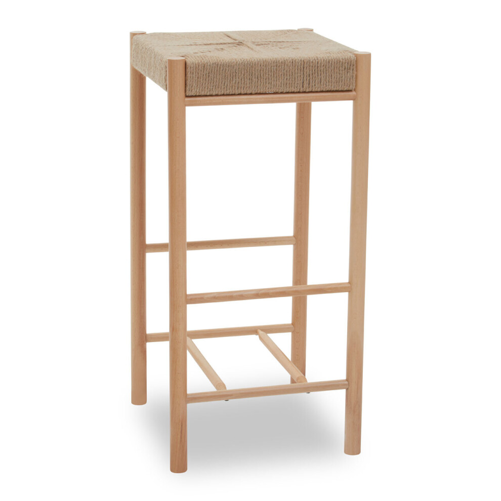 Premier Housewares Comfortable Natural Wood Bar Stool, Intricately Handwoven Counter Stool, Easy To Maintain Lounge Stool