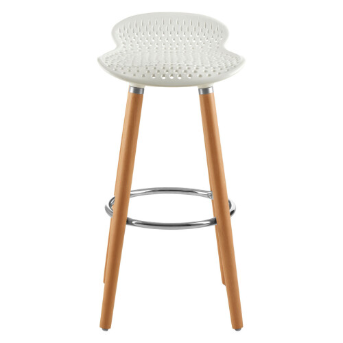 Premier Housewares Matte White Bar Stool, Easy to Clean Kitchen Bar Stool, Footrest Bar Stool, Space-Saver Breakfast Stool