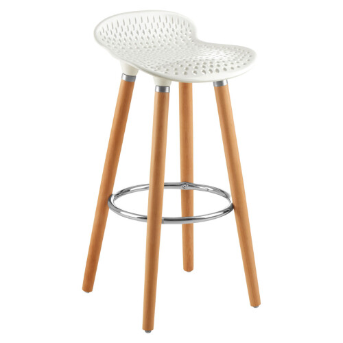 Premier Housewares Matte White Bar Stool, Easy to Clean Kitchen Bar Stool, Footrest Bar Stool, Space-Saver Breakfast Stool 1