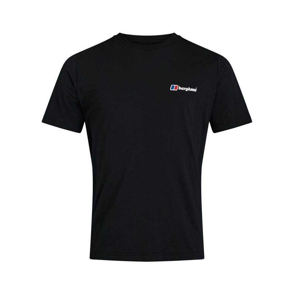 (Black, S) Berghaus Organic Front & Back Logo Mens Short Sleeve T-Shirt Tee Black