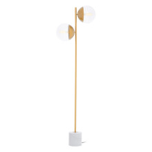 Double Glass Globe Two Light Gold Finish Floor Lamp, Minimalist Bedroom Lamp, Sturdy Tall Lamp On Floor
