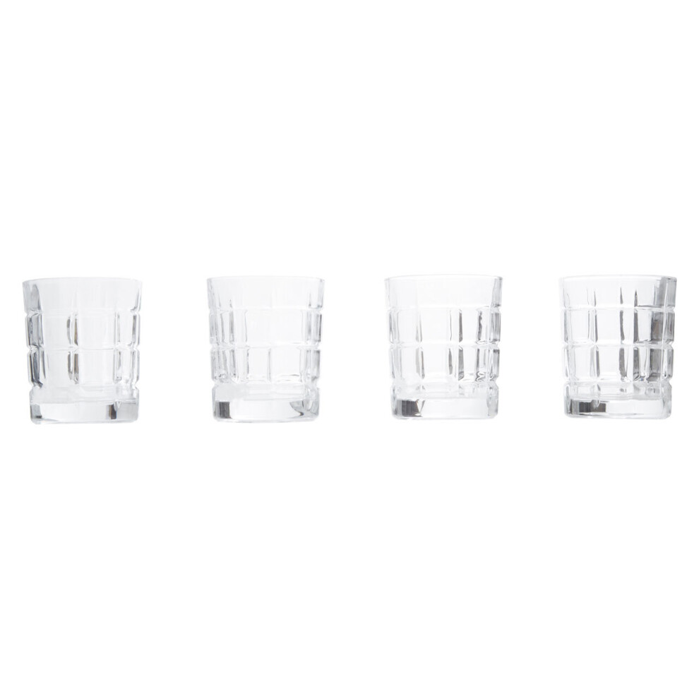 Premier Housewares Set Of 4 Clear Drinking Glass Tumblers, Classic Crystal Whiskey Glasses With Sturdy Base, Drinking Glasses