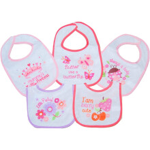 Nursery Time Baby Girl Bibs 5 Pack Feeding Pink (Pink)