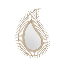 Teardrop Natural Rattan Wall Mirror, Large Wood Wall Mirror, Mirror with Rattan Frame, Reliable Tear Mirror