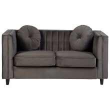 Premier Housewares Farah 2 Seat Grey Velvet Sofa