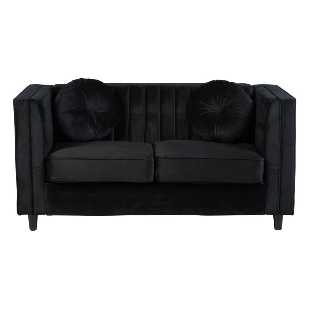 Premier Housewares Farah 2 Seat Black Velvet Sofa