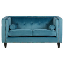 Premier Housewares Felisa 2 Seat Blue Velvet Sofa