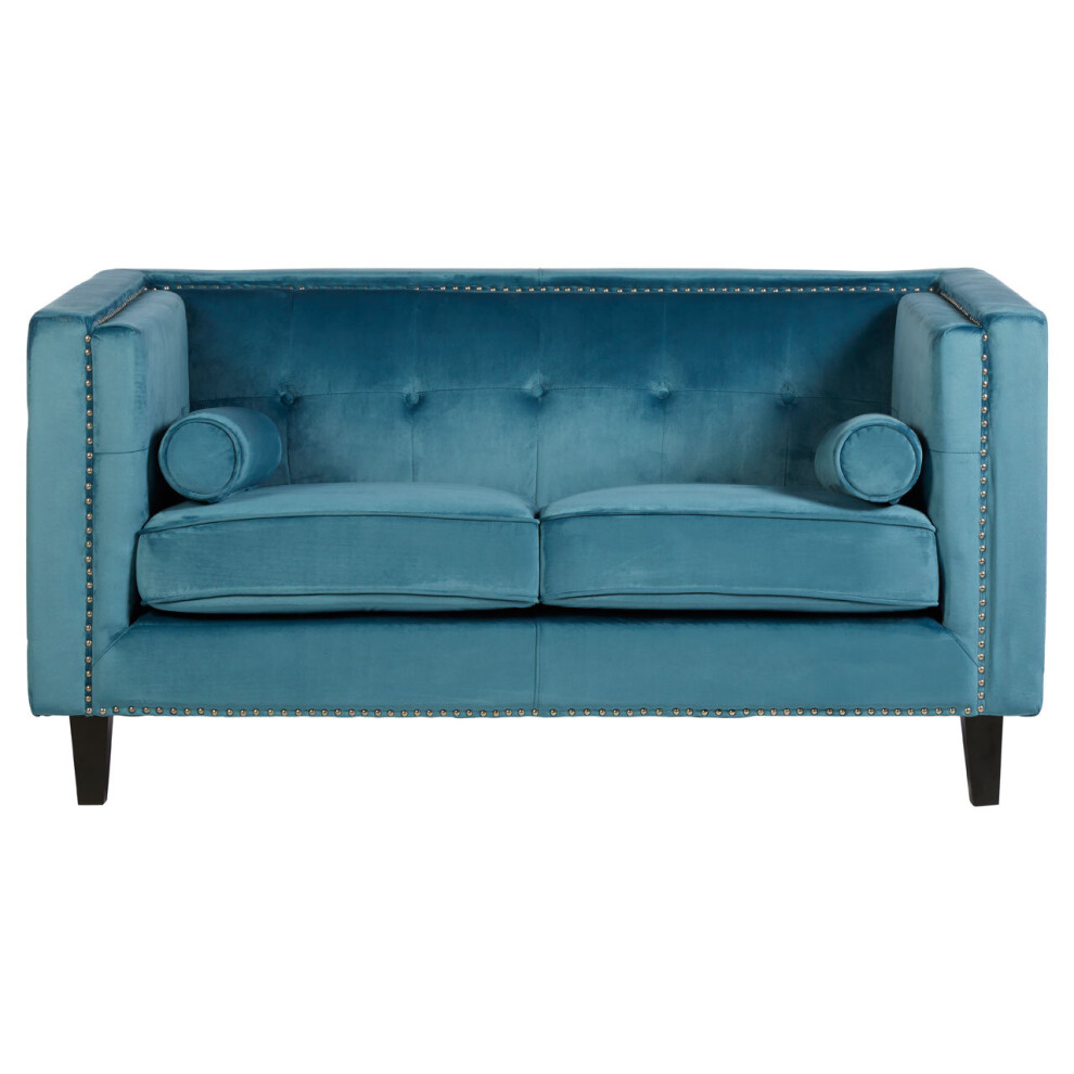 Premier Housewares Felisa 2 Seat Blue Velvet Sofa