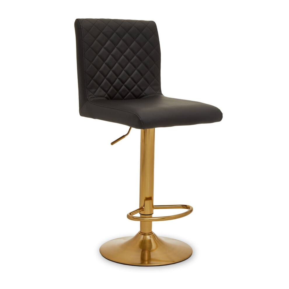 Premier Housewares Baina Black And Gold Bar Stool With Round Base Black,Gold