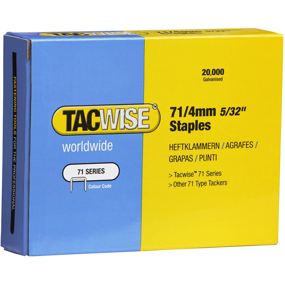 Tacwise 0365 Type 71 / 4mm Staples for Staple Gun (20,000)