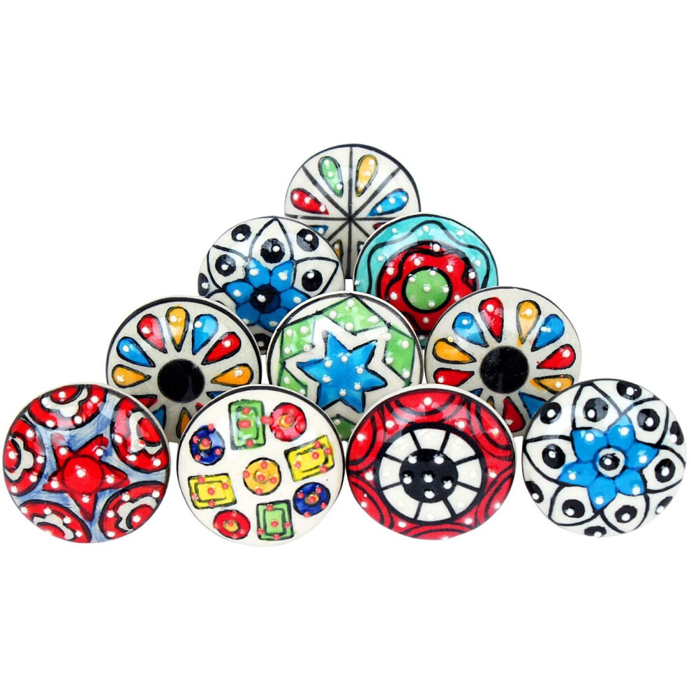 Ajuny Ceramic Knobs For Dresser Drawers Kitchen Cabinets Bathroom Cupboards Chest Vintage Colorful Set Of 10 8903605864737