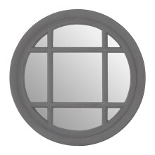 Premier Housewares Flat Wood Round Grey Wall Mirror