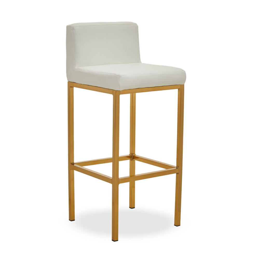 Photos - Other Furniture Premier White PU and Gold Finish Bar Chair, Glam Touch Indoor Metal Bar Stool, Footrest Bar Chair White,Gold 2406217 