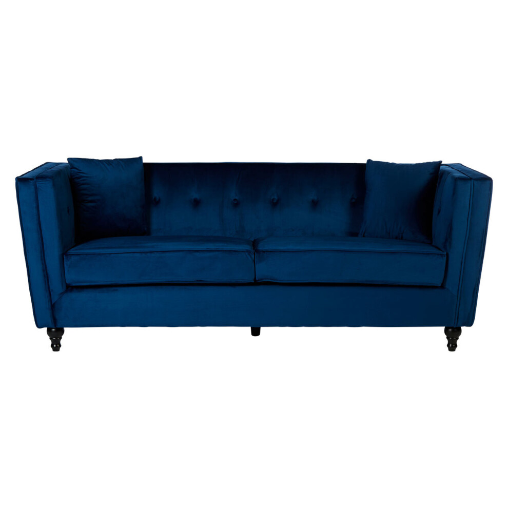 Premier Housewares Ferris Navy Velvet 3 Seat Sofa