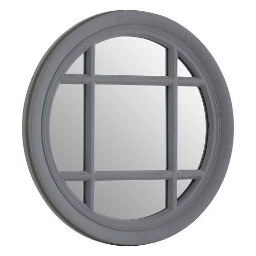 Premier Housewares Premier Housewares Flat Wood Round Grey Wall Mirror 1