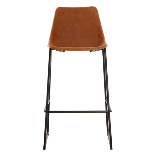 Premier Housewares Elevated And Comfortable Camel Bar Stool With Black Legs, Sleek Kitchen Stool, Stable Contemporary Bar Stool