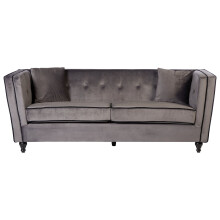 Premier Housewares Ferris Grey Velvet 3 Seat Sofa