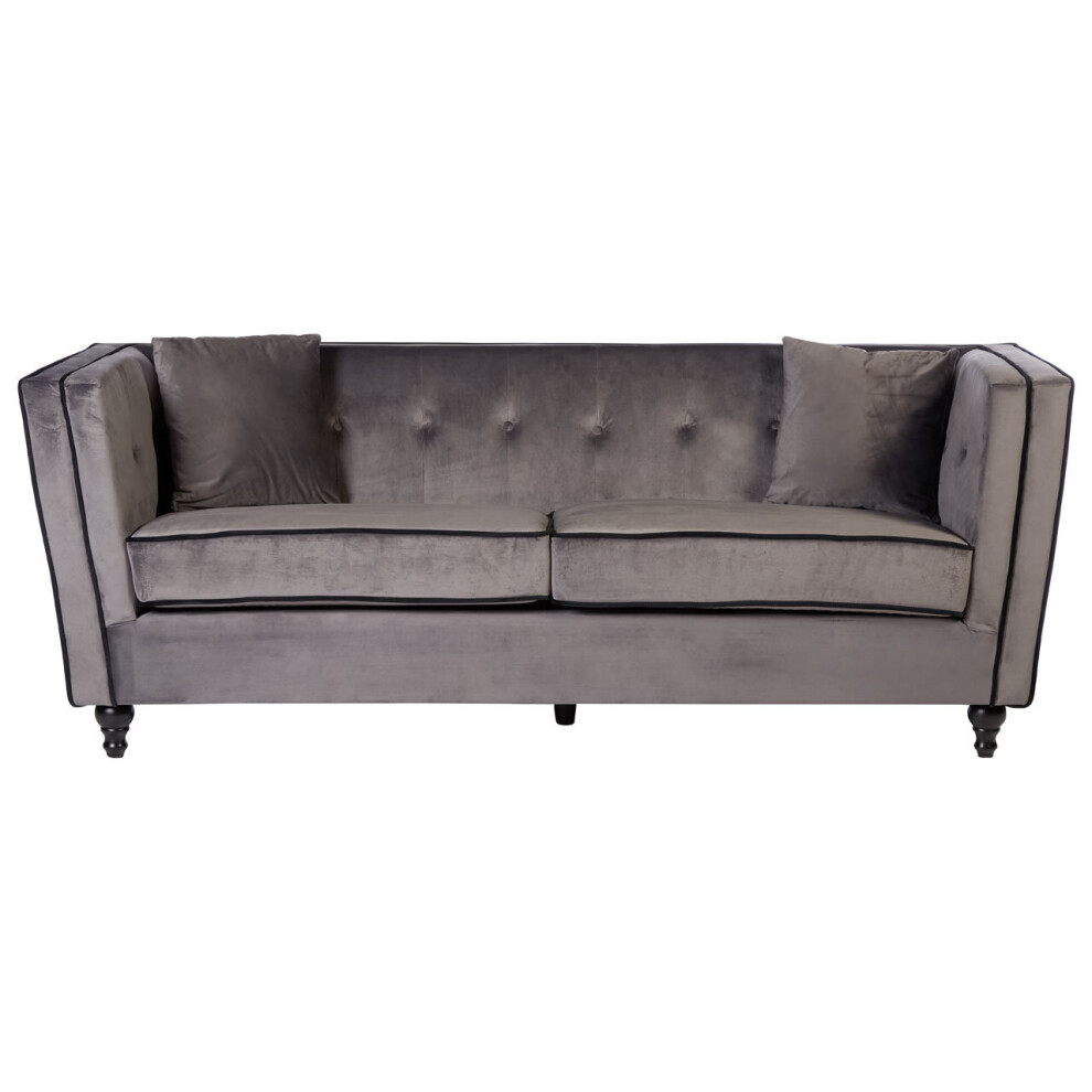Premier Housewares Ferris Grey Velvet 3 Seat Sofa
