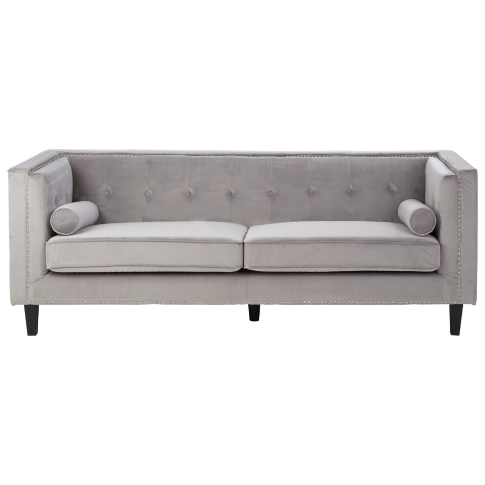 Premier Housewares Felisa 3 Seat Grey Velvet Sofa
