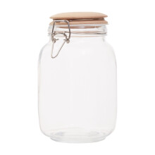 Premier Housewares Square Glass Jar With Wooden Lid - 1550Ml