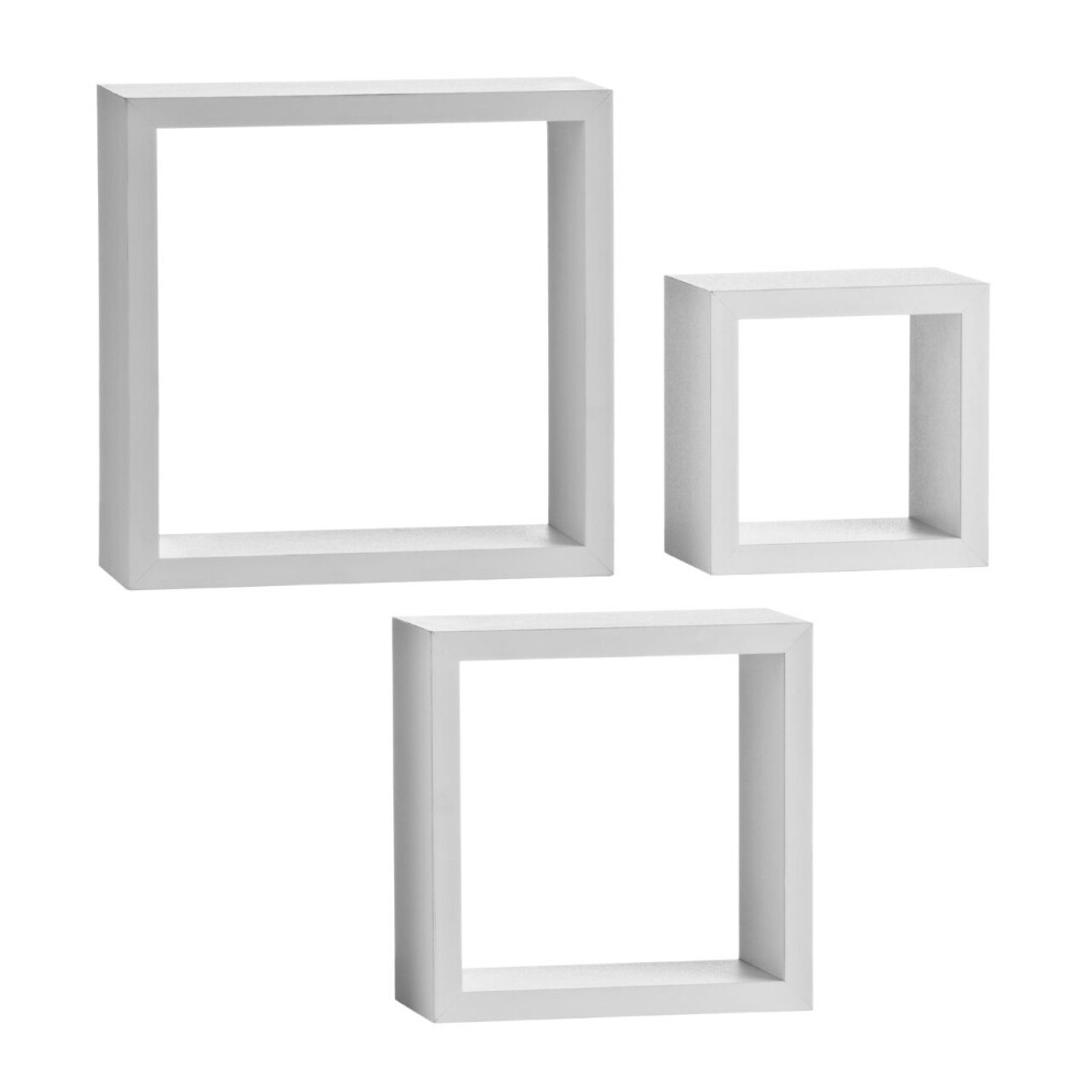 Premier Housewares White Mdf And Pvc Coating Wall Cubes - Set Of 3