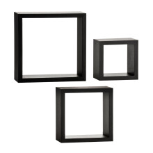 Premier Housewares Black Wall Cubes - Set of 3