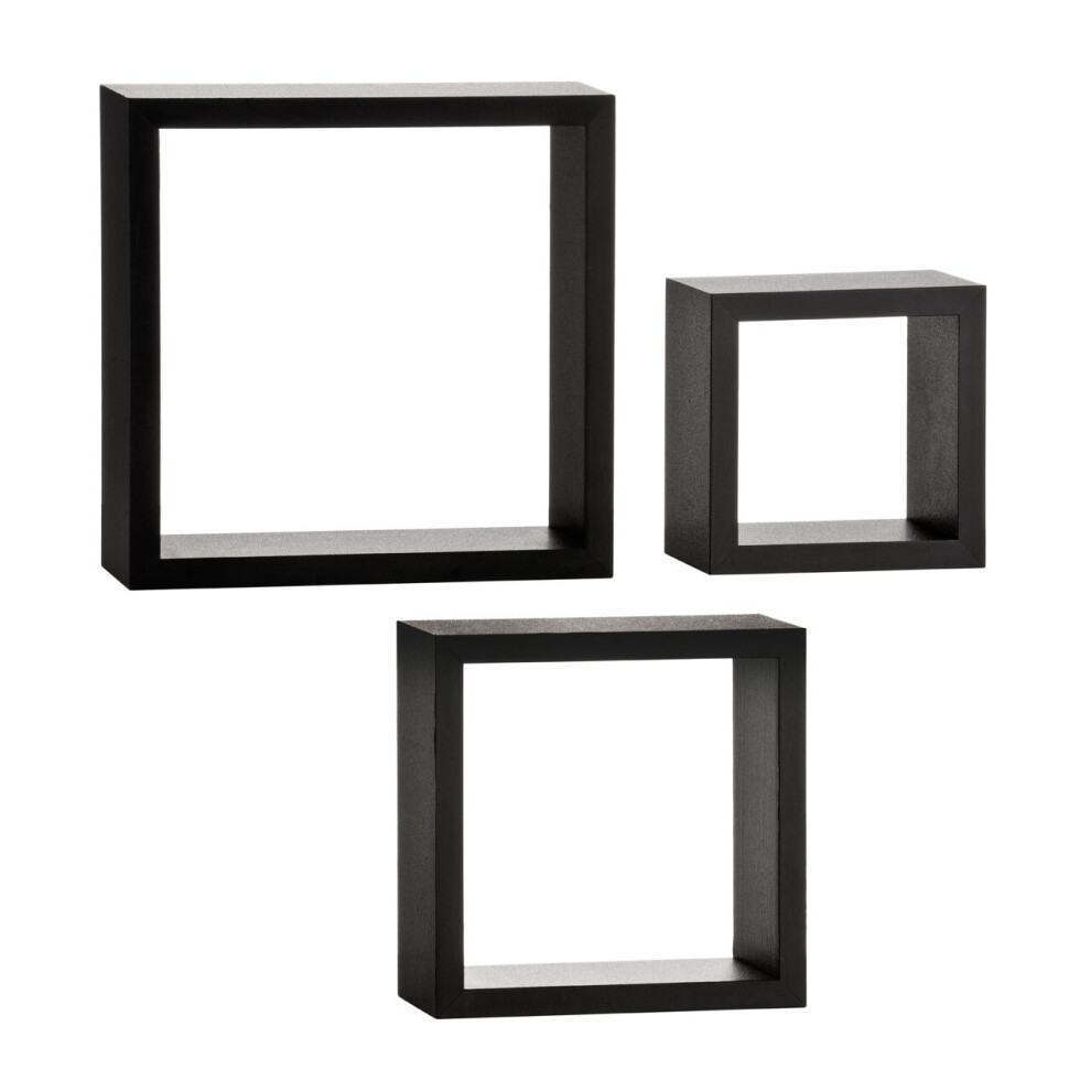 Premier Housewares Black Wall Cubes - Set of 3