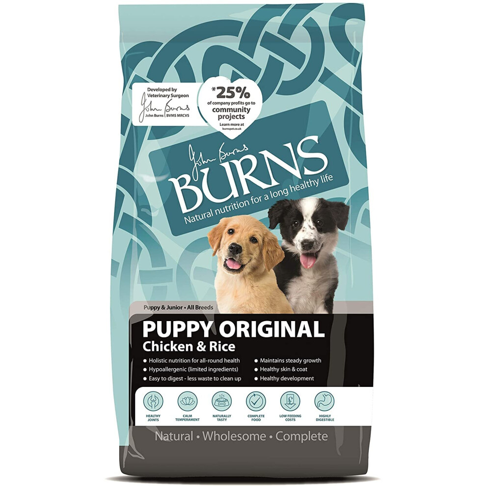 Burns Pet Nutrition Hypoallergenic Complete Dry Dog Food Puppy Original Chicken and Rice 2 kg