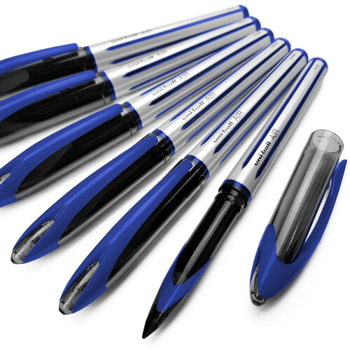 Uni-Ball Uni-Ball AIR - 0.7mm Medium Rollerball - 6 Pack - Blue - UBA-188-L